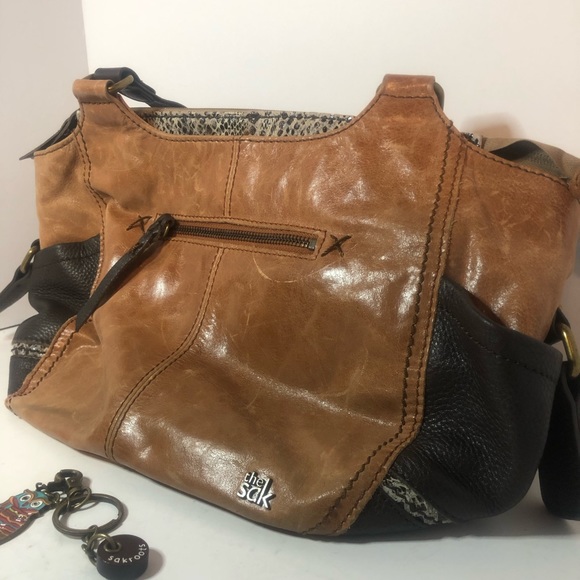 The Sak Brown Leather Handbag. Medium Lmtd Edition. Colorful Polyester Liner. - Picture 4 of 8